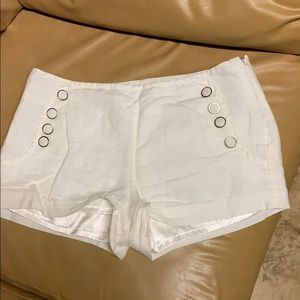 White linen shorts